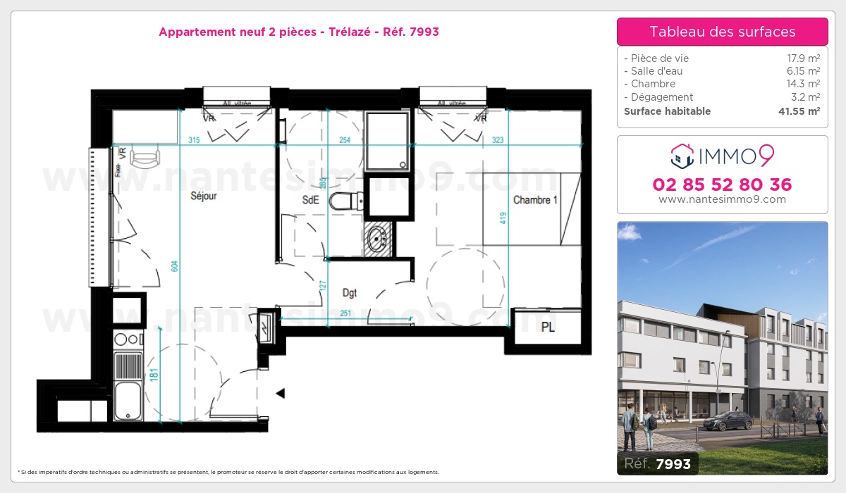 Plan et surfaces, Programme neuf Trélazé Référence n° 7993