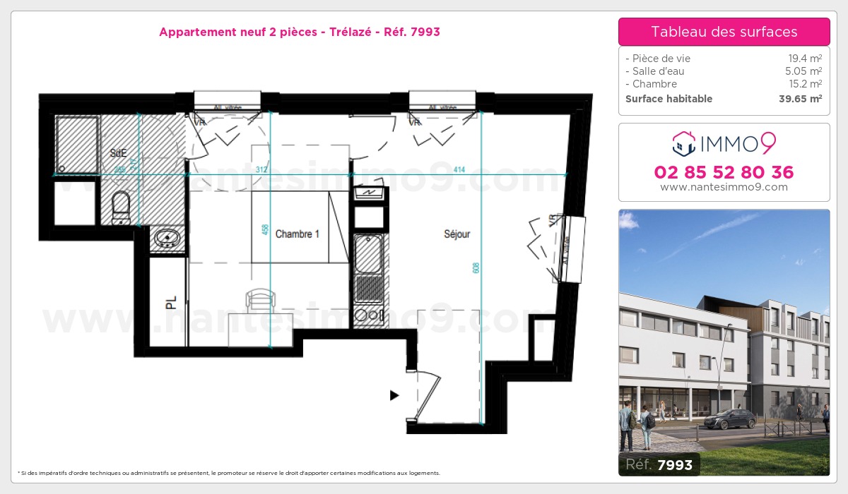 Plan et surfaces, Programme neuf Trélazé Référence n° 7993