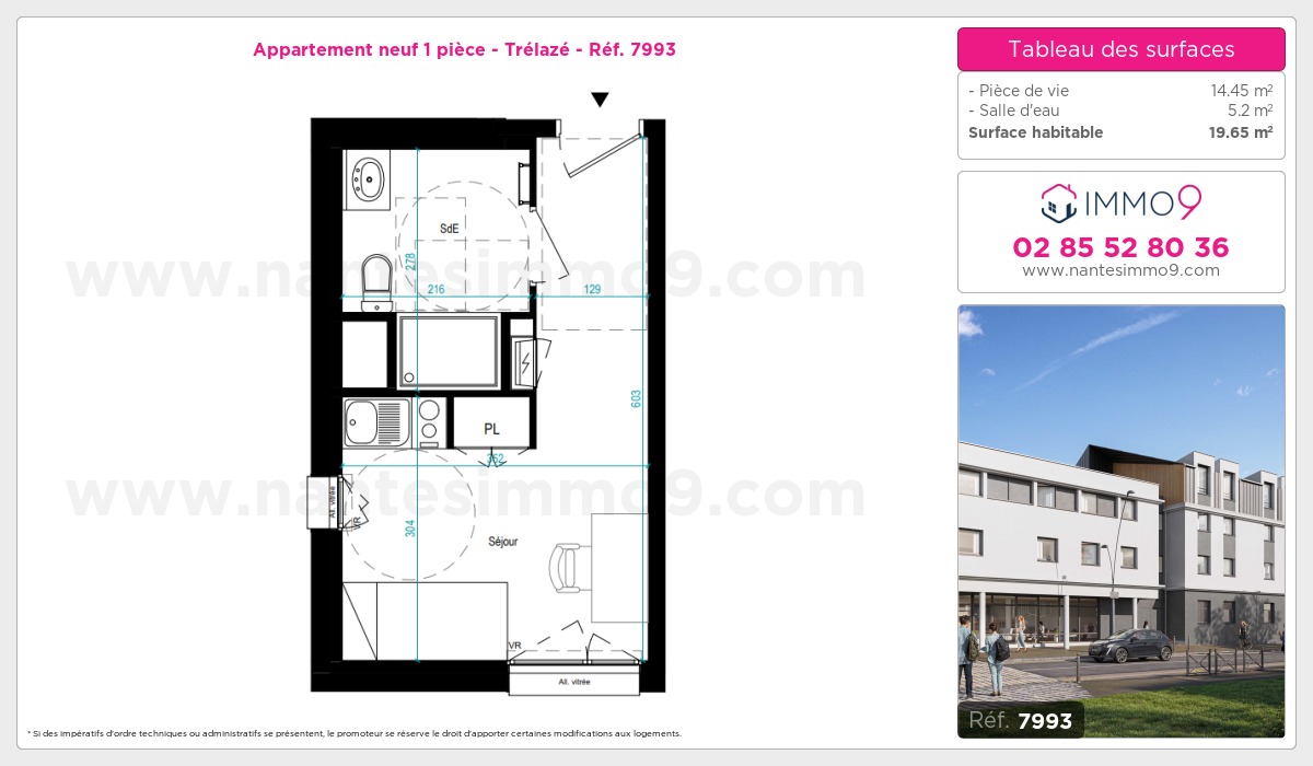 Plan et surfaces, Programme neuf Trélazé Référence n° 7993