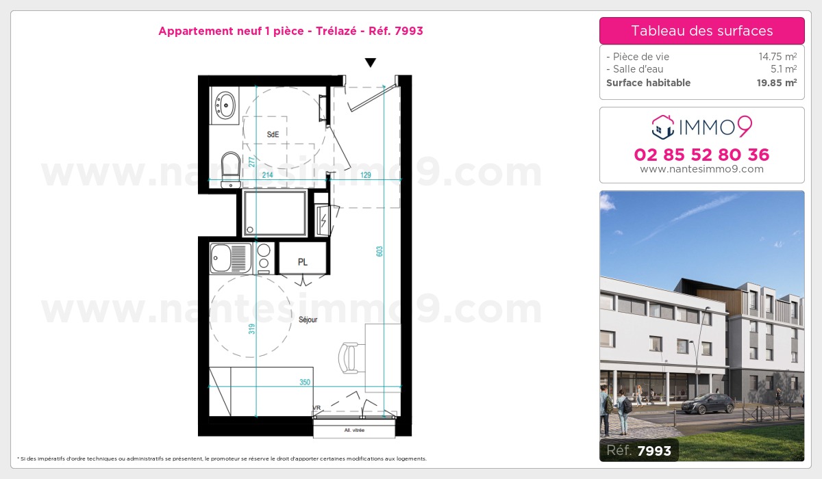 Plan et surfaces, Programme neuf Trélazé Référence n° 7993