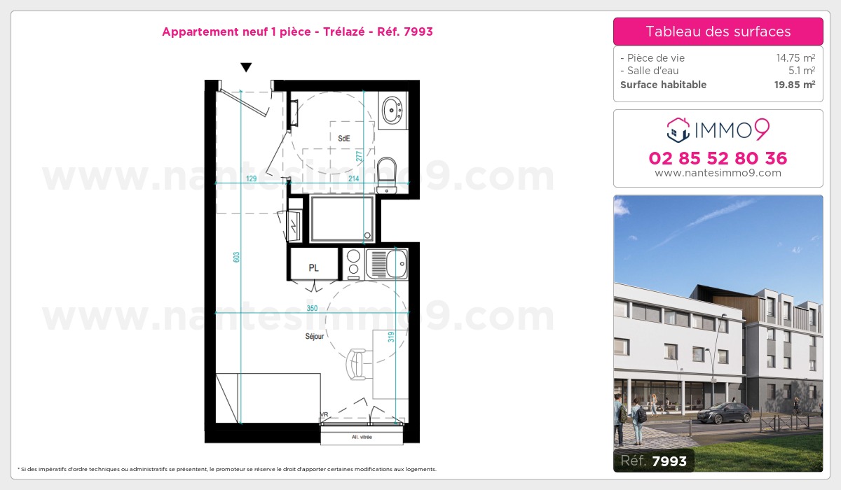 Plan et surfaces, Programme neuf Trélazé Référence n° 7993