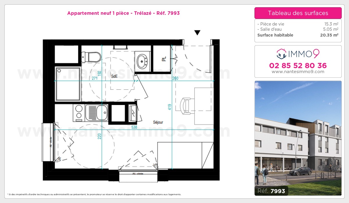 Plan et surfaces, Programme neuf Trélazé Référence n° 7993