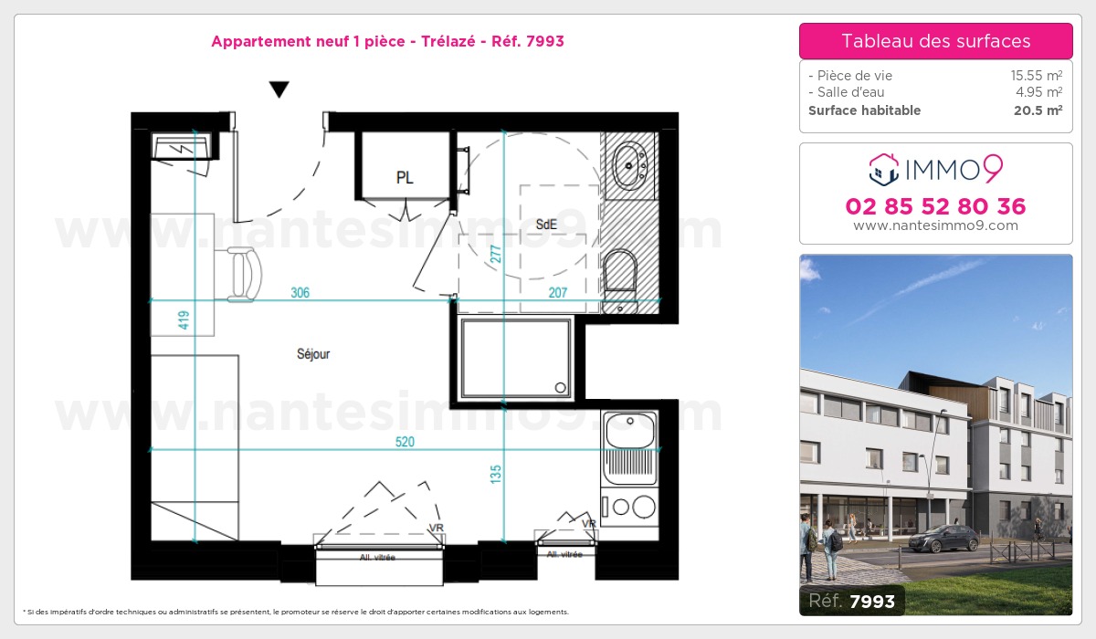 Plan et surfaces, Programme neuf Trélazé Référence n° 7993