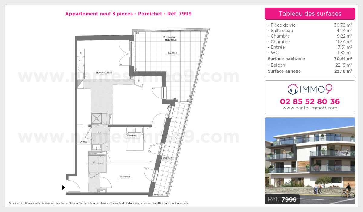 Plan et surfaces, Programme neuf Pornichet Référence n° 7999