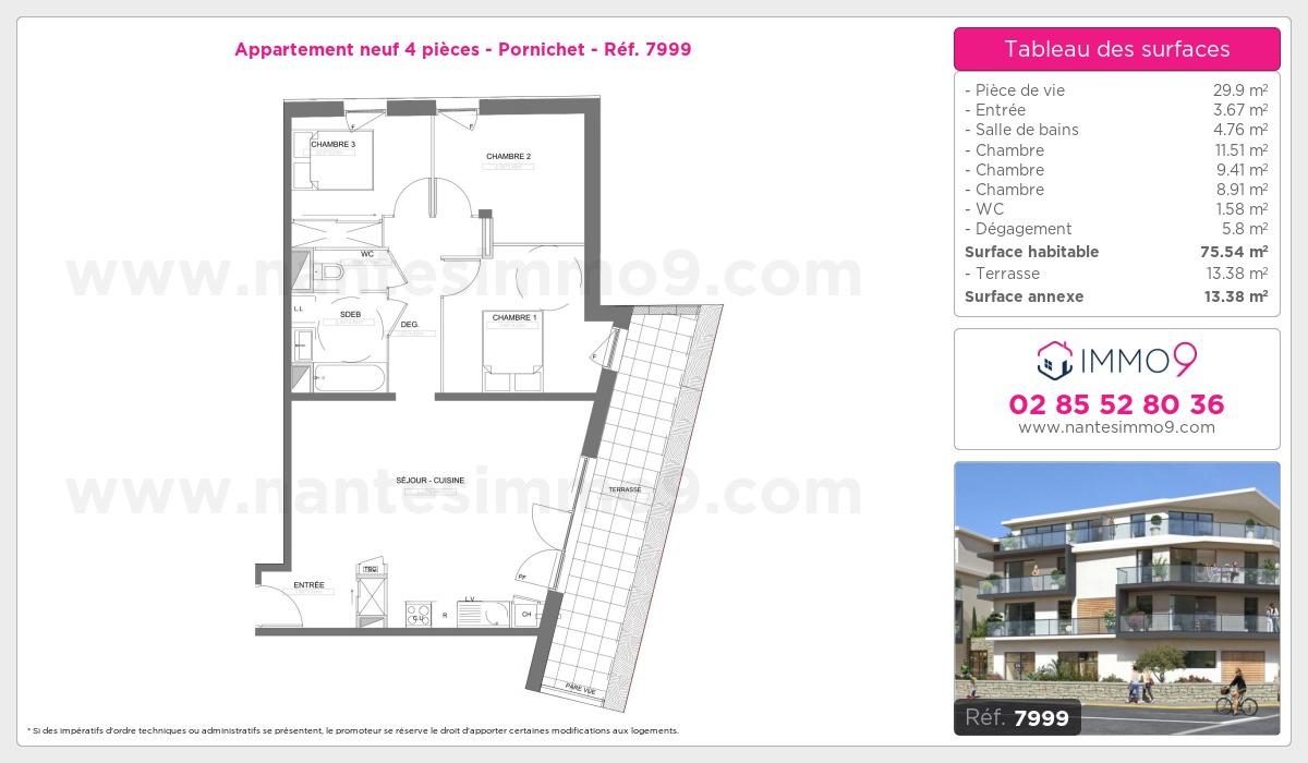 Plan et surfaces, Programme neuf Pornichet Référence n° 7999