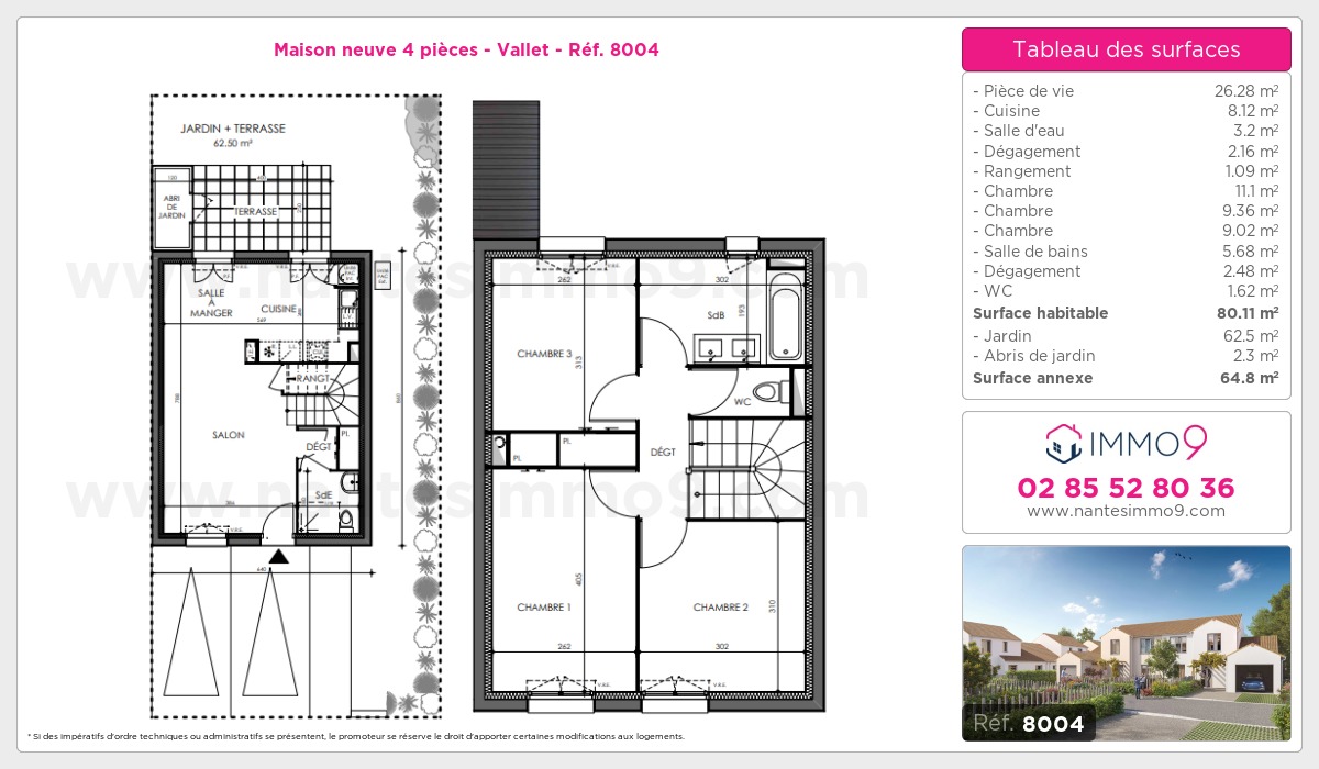 Plan et surfaces, Programme neuf Vallet Référence n° 8004