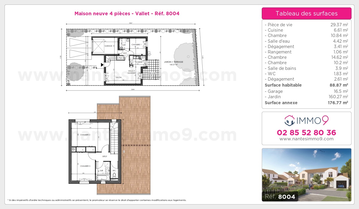 Plan et surfaces, Programme neuf Vallet Référence n° 8004