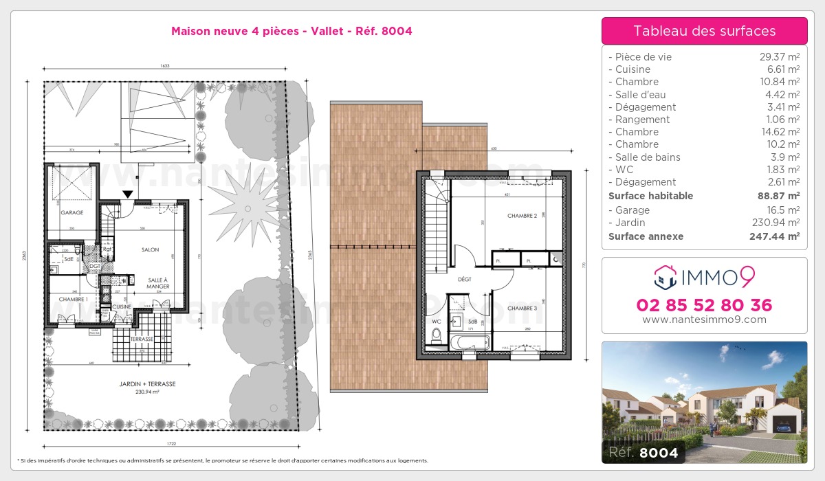 Plan et surfaces, Programme neuf Vallet Référence n° 8004