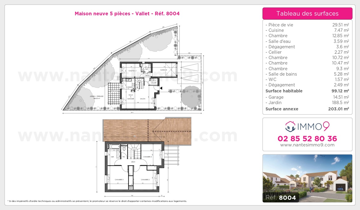 Plan et surfaces, Programme neuf Vallet Référence n° 8004