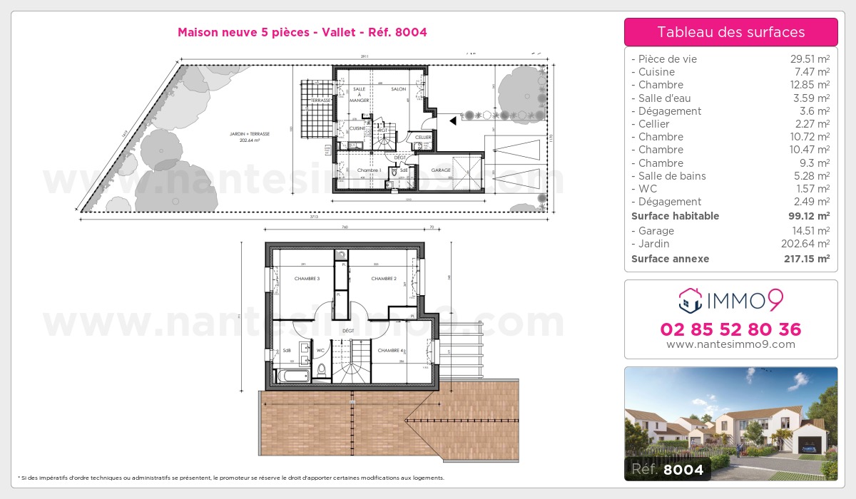 Plan et surfaces, Programme neuf Vallet Référence n° 8004