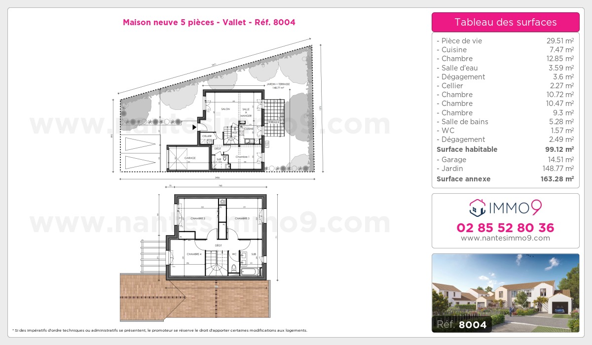Plan et surfaces, Programme neuf Vallet Référence n° 8004