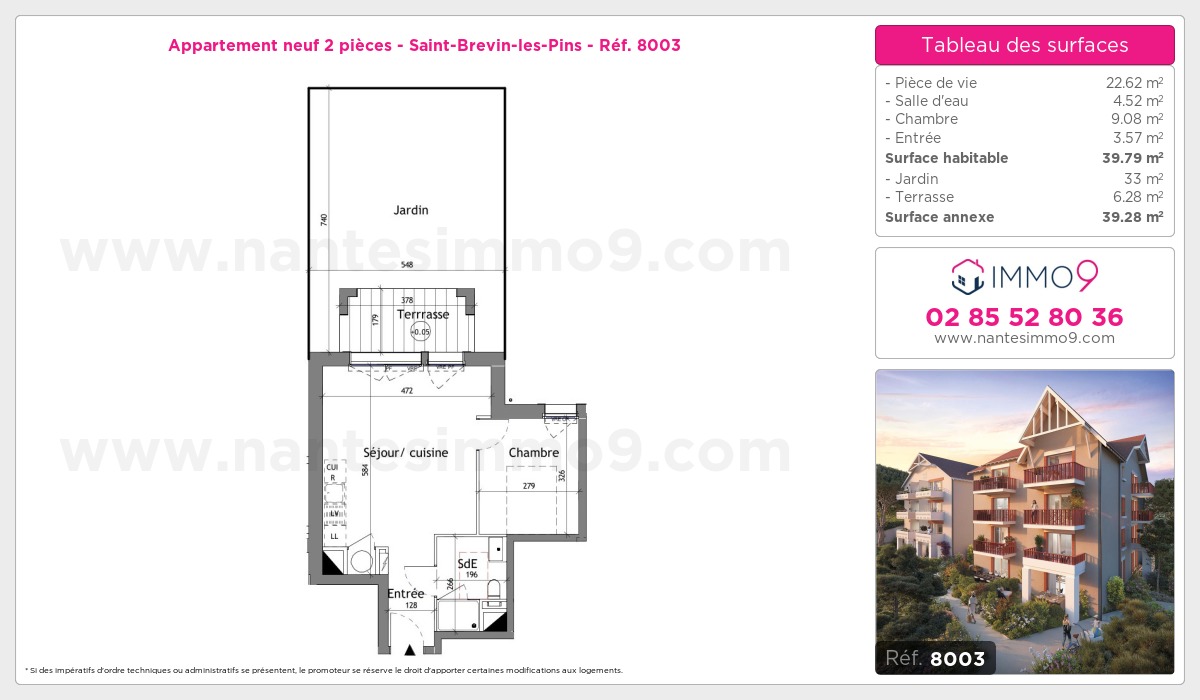 Plan et surfaces, Programme neuf Saint-Brevin-les-Pins Référence n° 8003