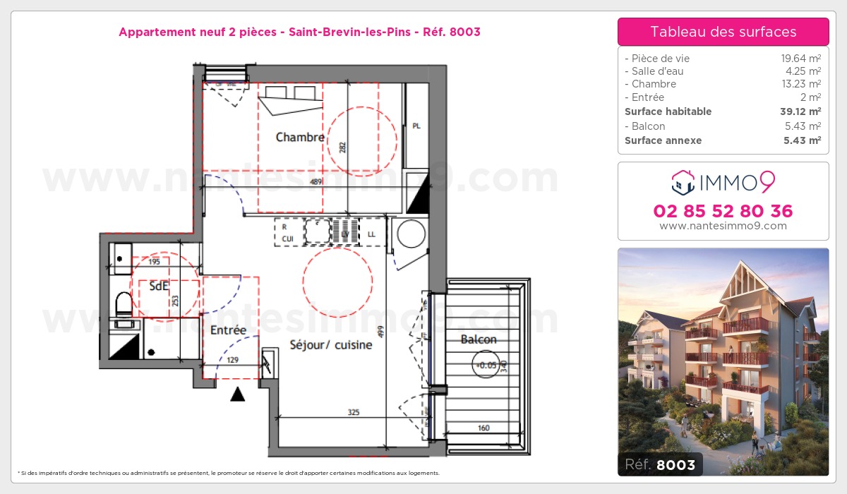Plan et surfaces, Programme neuf Saint-Brevin-les-Pins Référence n° 8003