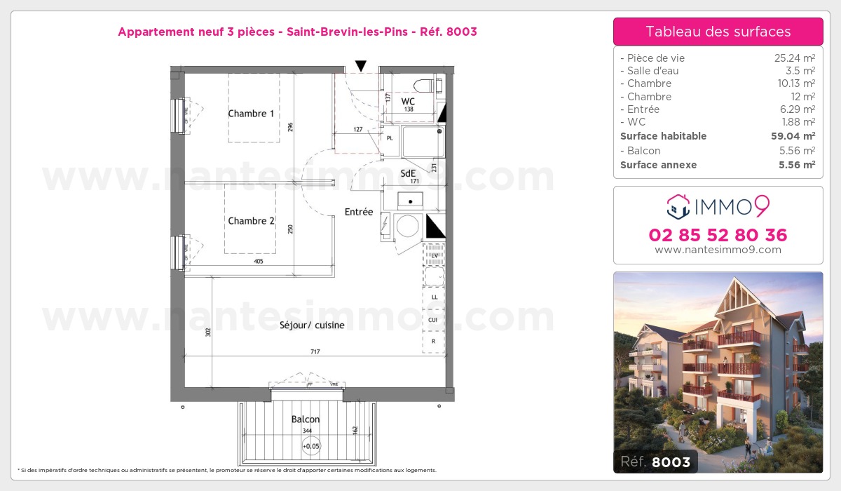 Plan et surfaces, Programme neuf Saint-Brevin-les-Pins Référence n° 8003