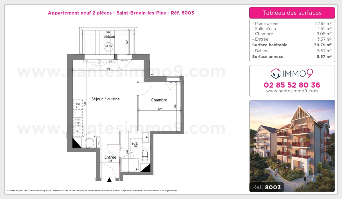 Plan et surfaces, Programme neuf Saint-Brevin-les-Pins Référence n° 8003