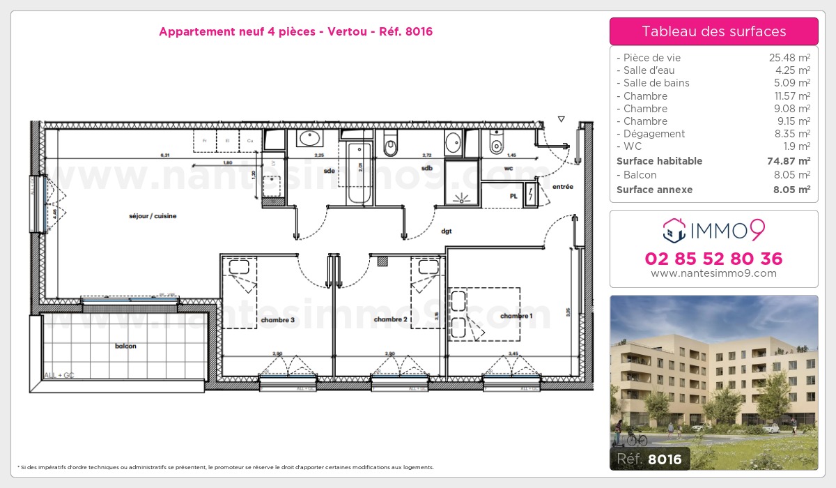 Plan et surfaces, Programme neuf Vertou Référence n° 8016