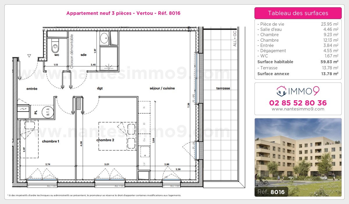 Plan et surfaces, Programme neuf Vertou Référence n° 8016