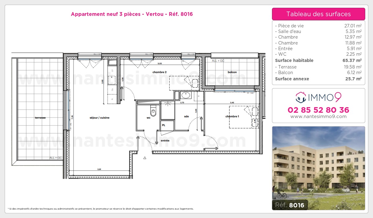 Plan et surfaces, Programme neuf Vertou Référence n° 8016
