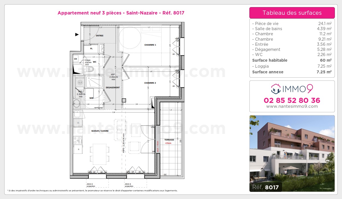 Plan et surfaces, Programme neuf Saint-Nazaire Référence n° 8017