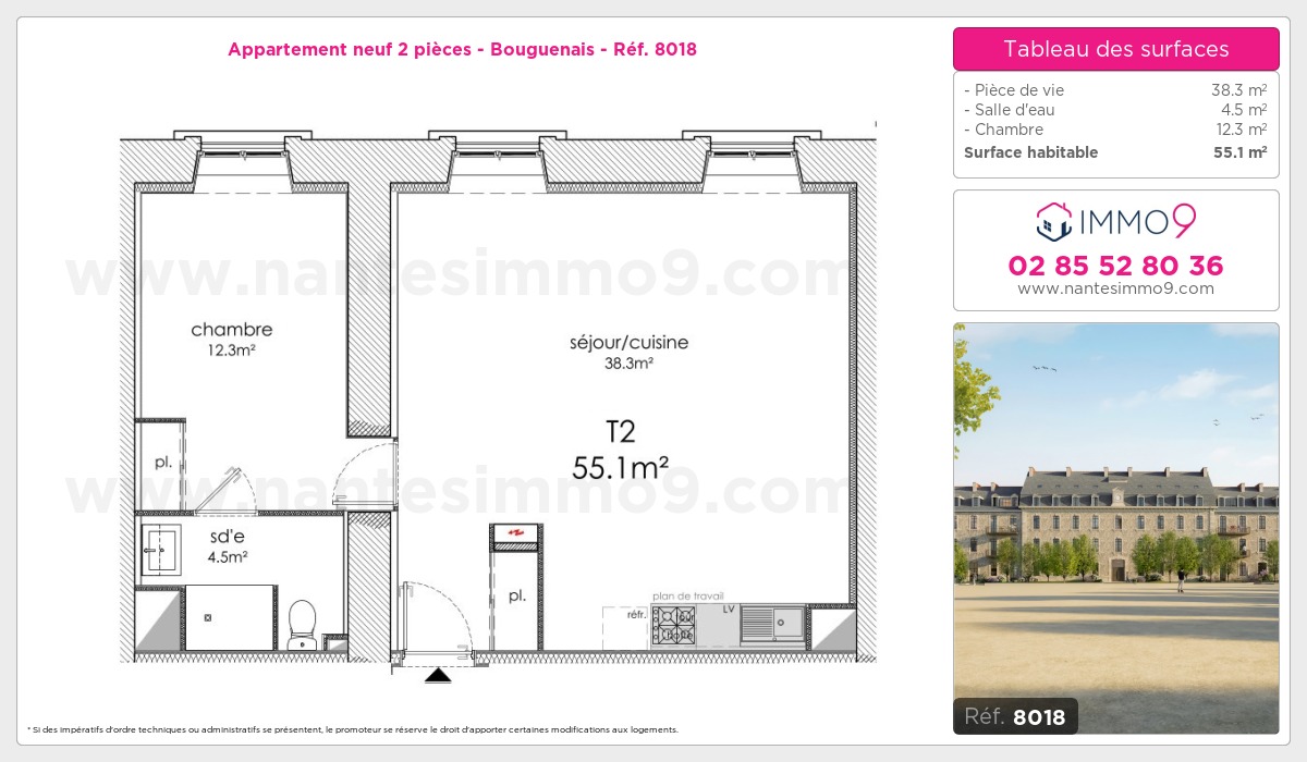 Plan et surfaces, Programme neuf Bouguenais Référence n° 8018