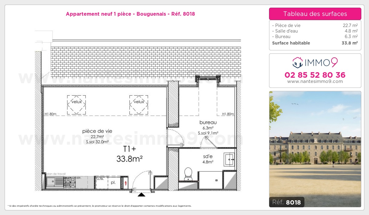 Plan et surfaces, Programme neuf Bouguenais Référence n° 8018