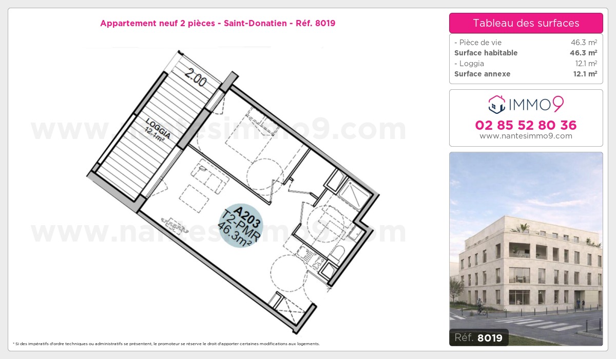 Plan et surfaces, Programme neuf Nantes : Saint-Donatien Référence n° 8019