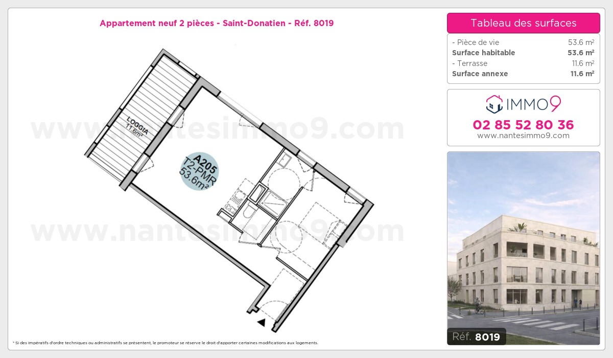 Plan et surfaces, Programme neuf Nantes : Saint-Donatien Référence n° 8019