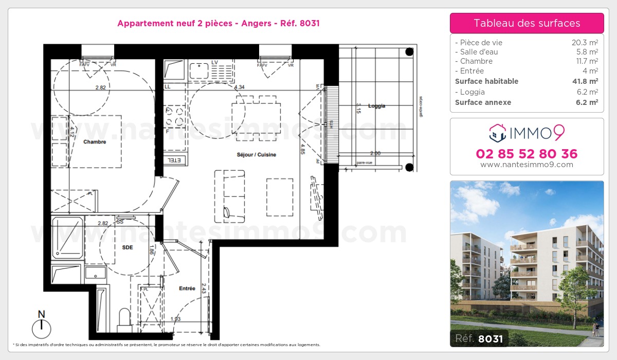 Plan et surfaces, Programme neuf Angers Référence n° 8031