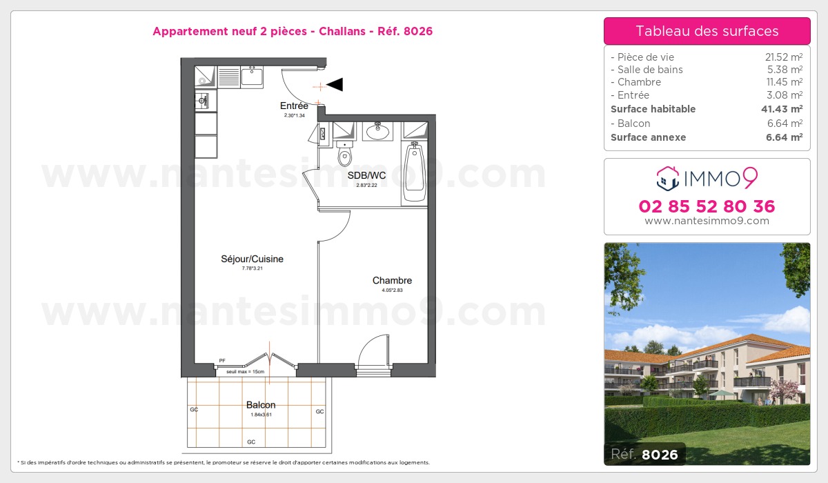Plan et surfaces, Programme neuf Challans Référence n° 8026