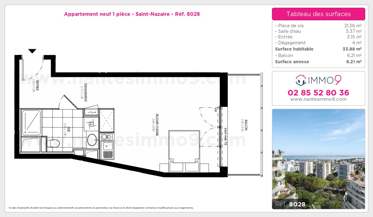 Plan et surfaces, Programme neuf Saint-Nazaire Référence n° 8028