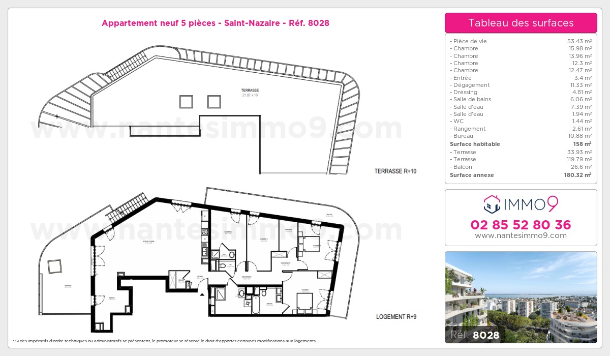 Plan et surfaces, Programme neuf Saint-Nazaire Référence n° 8028