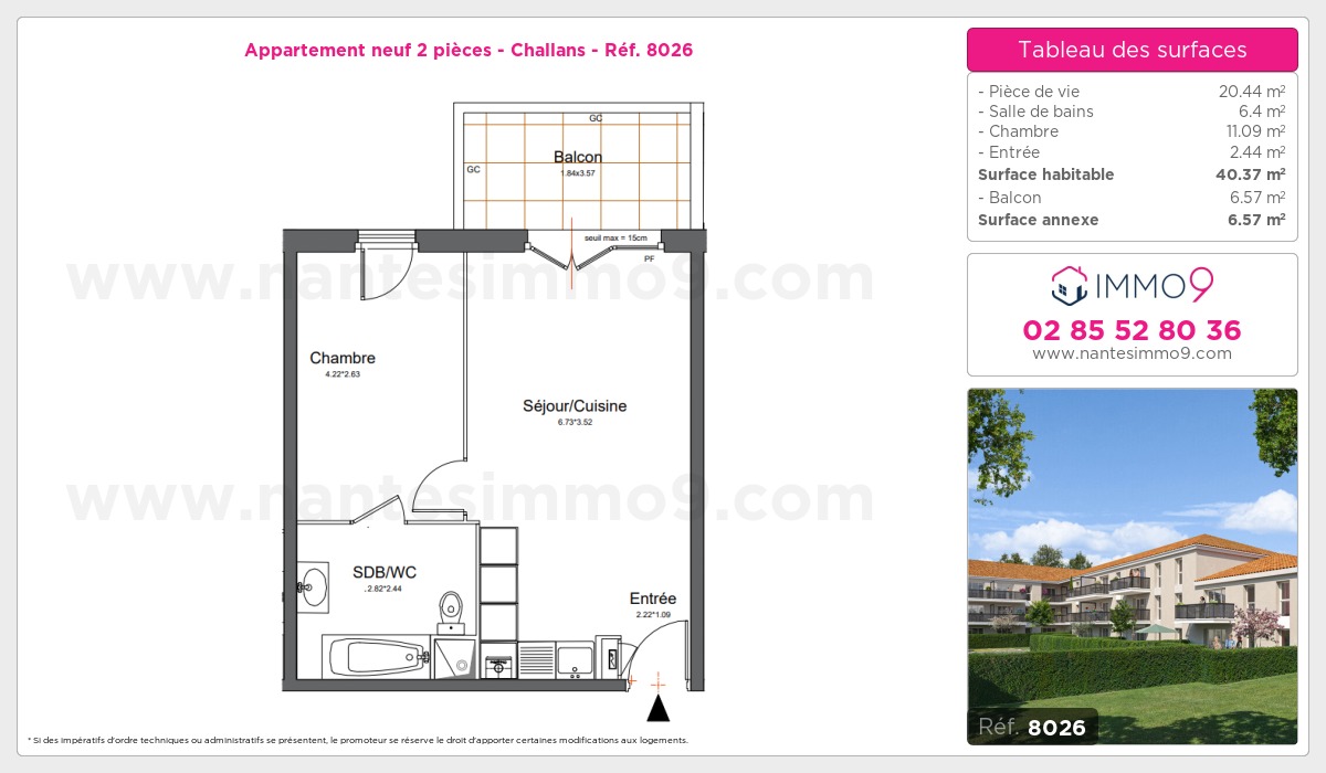 Plan et surfaces, Programme neuf Challans Référence n° 8026