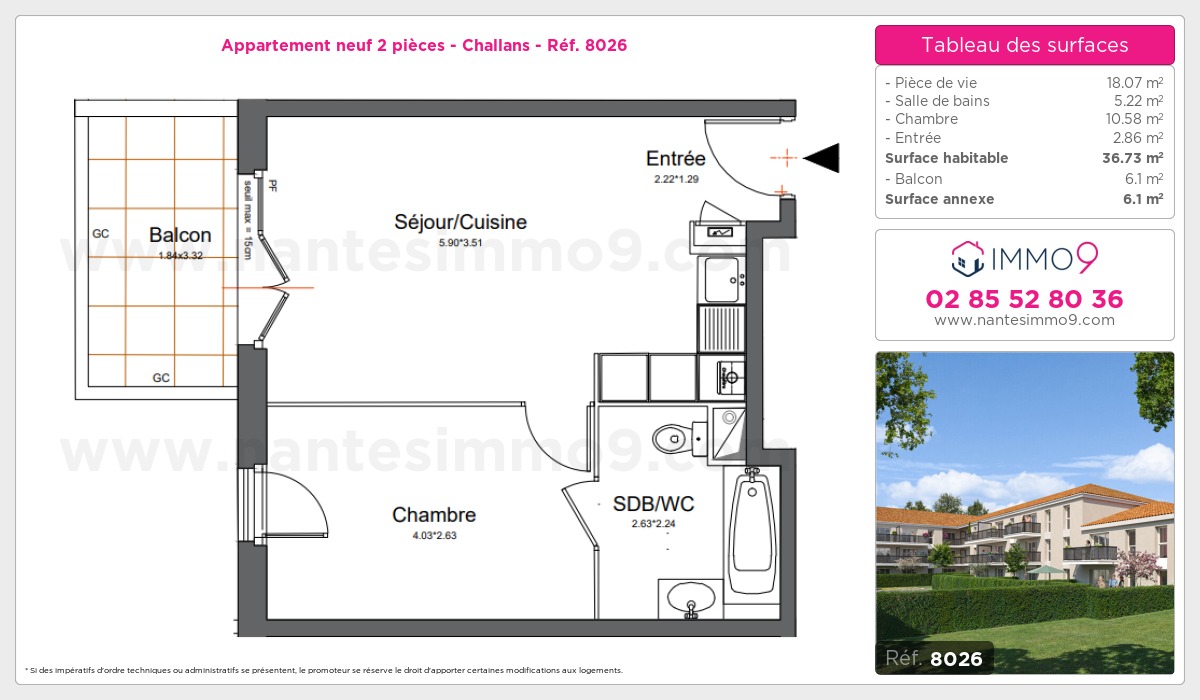 Plan et surfaces, Programme neuf Challans Référence n° 8026