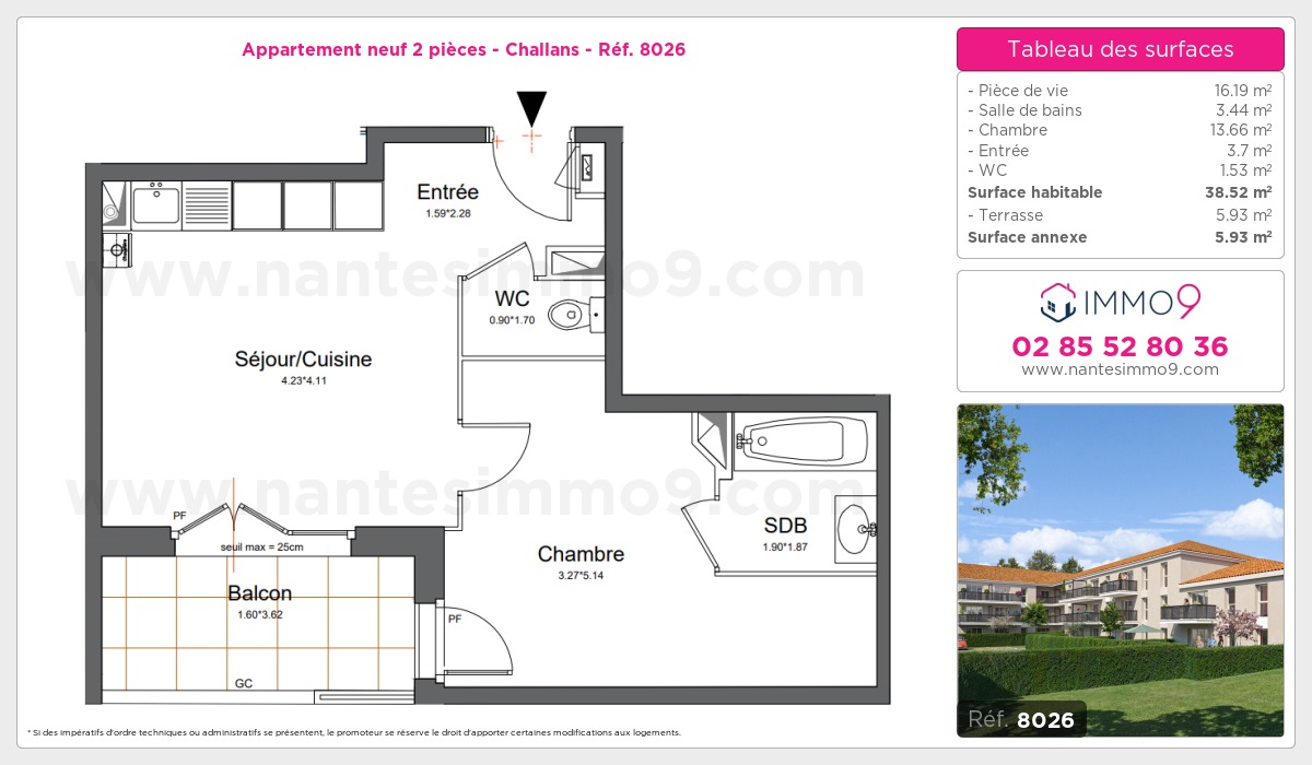 Plan et surfaces, Programme neuf Challans Référence n° 8026