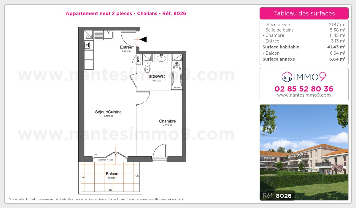 Plan et surfaces, Programme neuf Challans Référence n° 8026