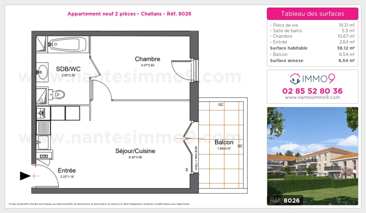 Plan et surfaces, Programme neuf Challans Référence n° 8026
