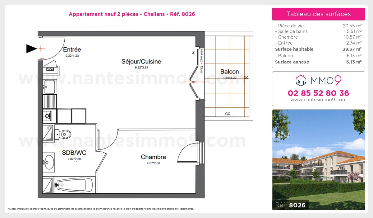 Plan et surfaces, Programme neuf Challans Référence n° 8026