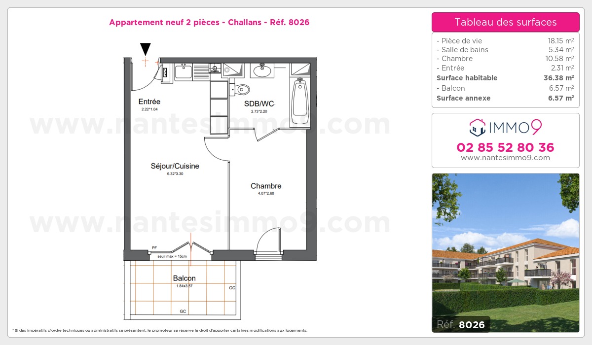 Plan et surfaces, Programme neuf Challans Référence n° 8026