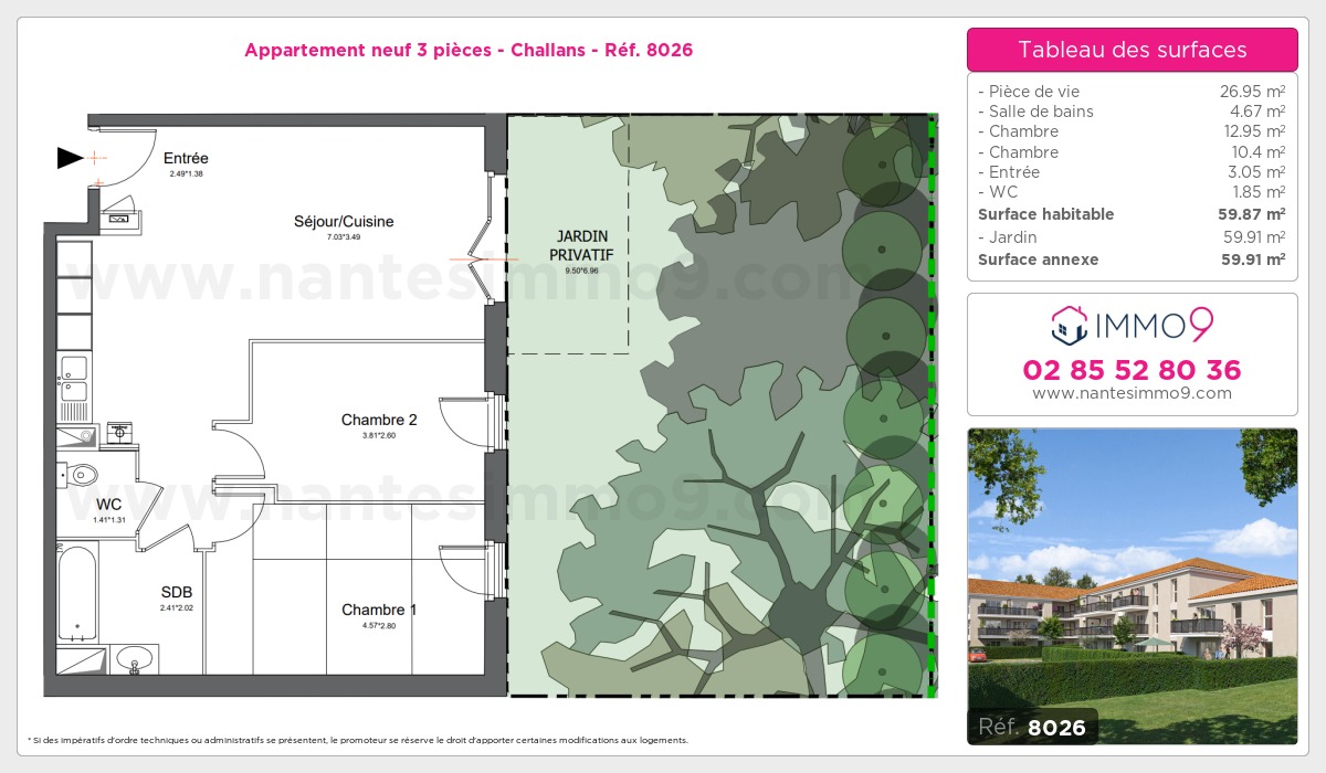 Plan et surfaces, Programme neuf Challans Référence n° 8026