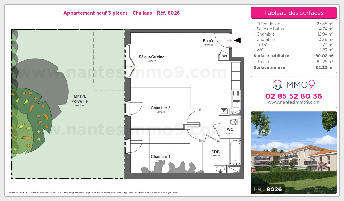 Plan et surfaces, Programme neuf Challans Référence n° 8026