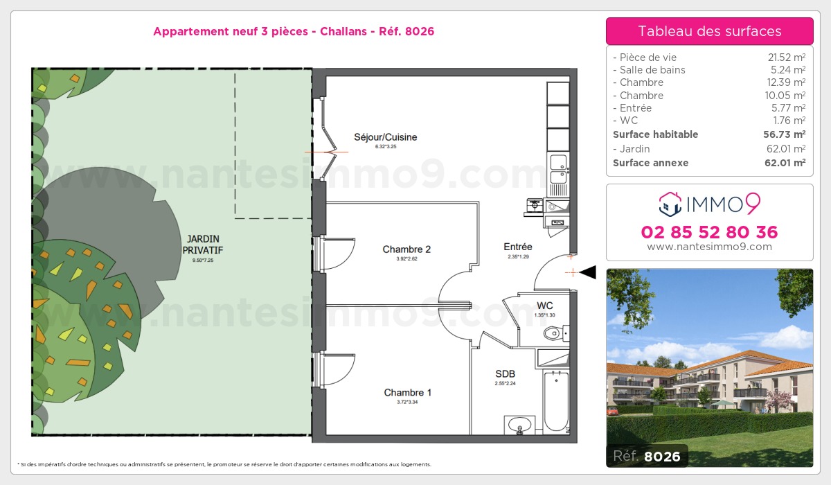 Plan et surfaces, Programme neuf Challans Référence n° 8026