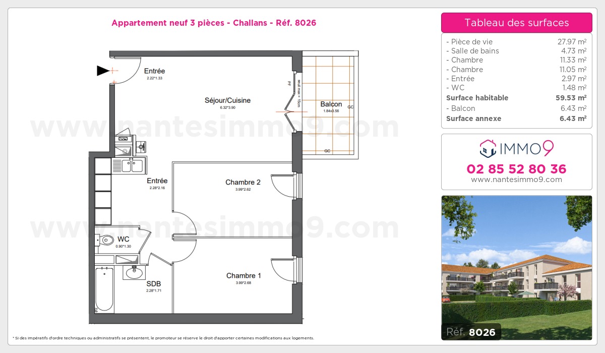 Plan et surfaces, Programme neuf Challans Référence n° 8026