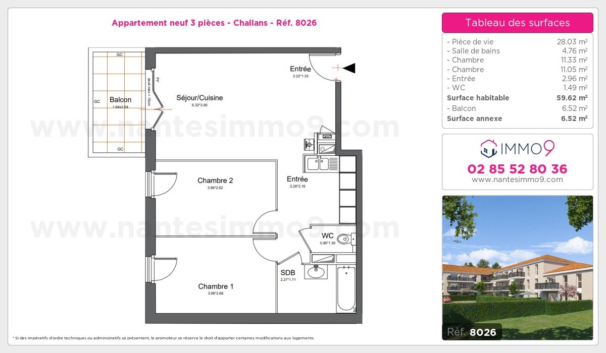 Plan et surfaces, Programme neuf Challans Référence n° 8026