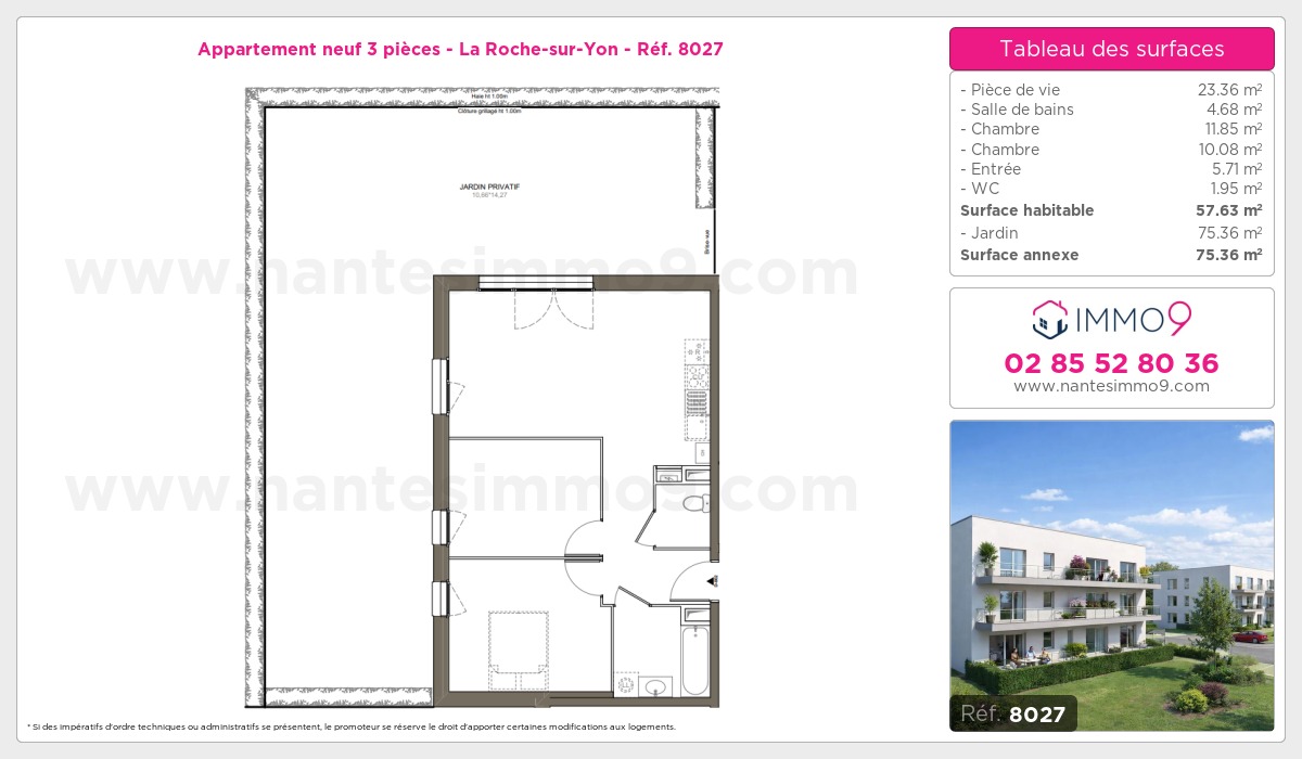 Plan et surfaces, Programme neuf Roche-sur-Yon Référence n° 8027