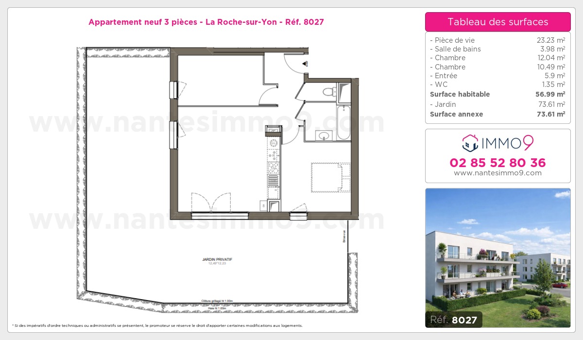 Plan et surfaces, Programme neuf Roche-sur-Yon Référence n° 8027