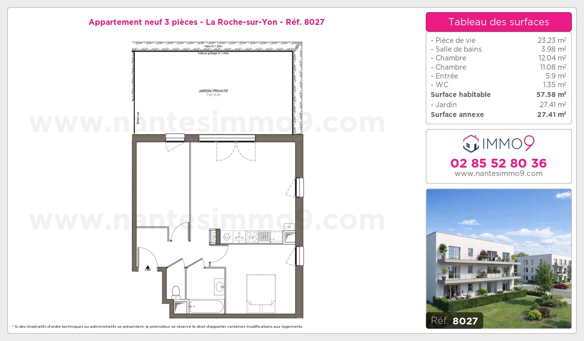 Plan et surfaces, Programme neuf Roche-sur-Yon Référence n° 8027