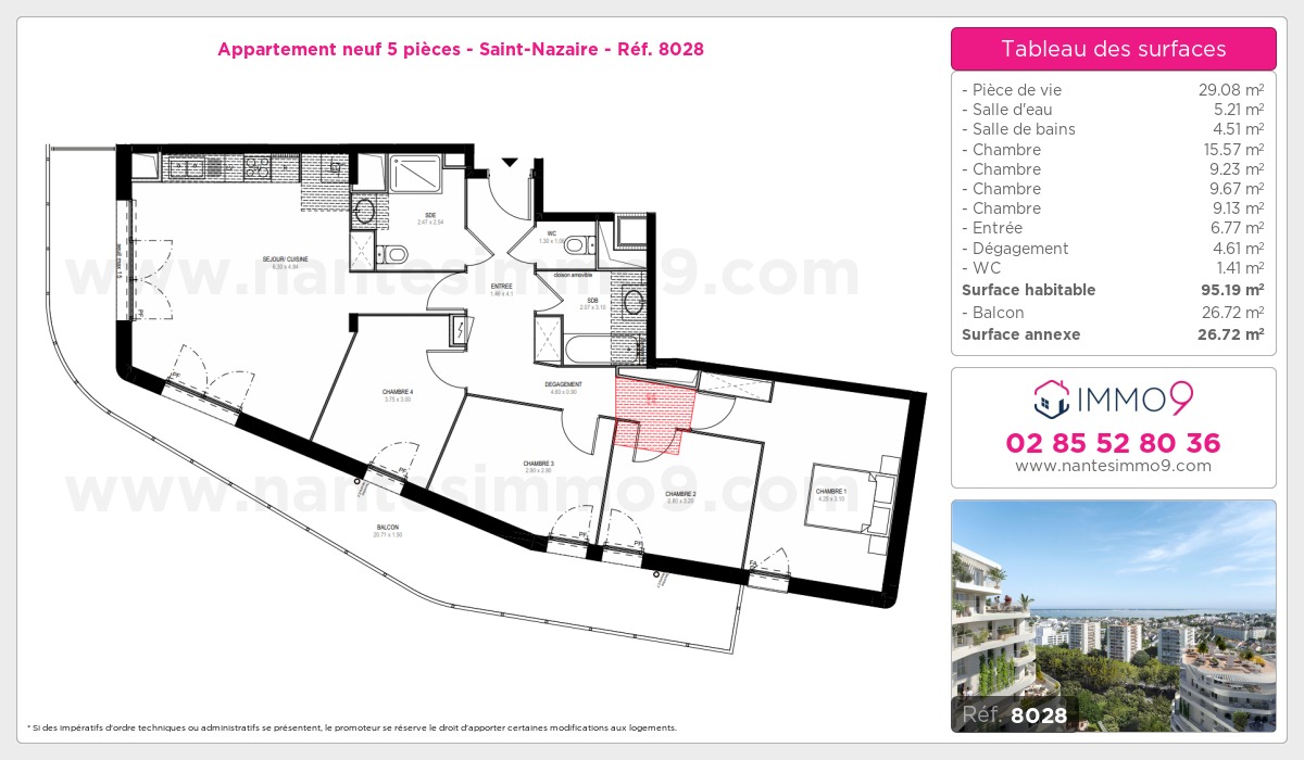 Plan et surfaces, Programme neuf Saint-Nazaire Référence n° 8028