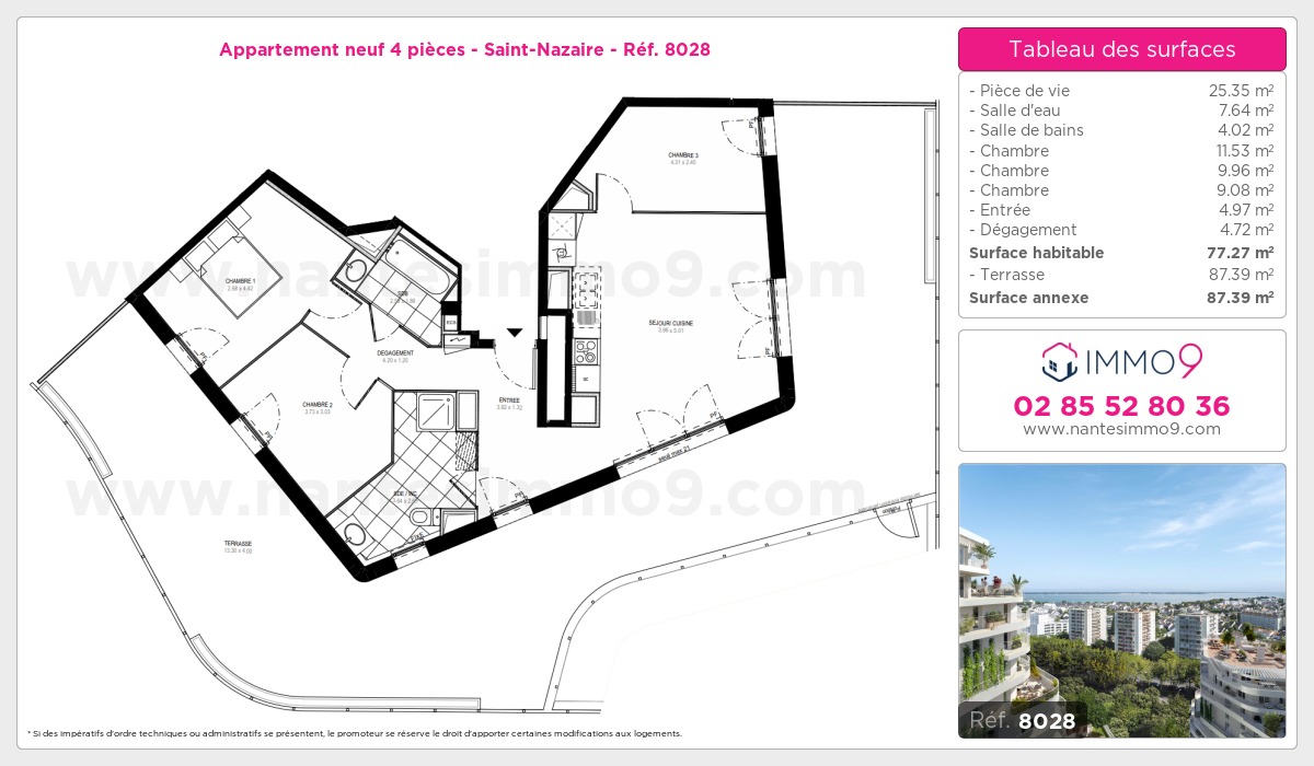 Plan et surfaces, Programme neuf Saint-Nazaire Référence n° 8028