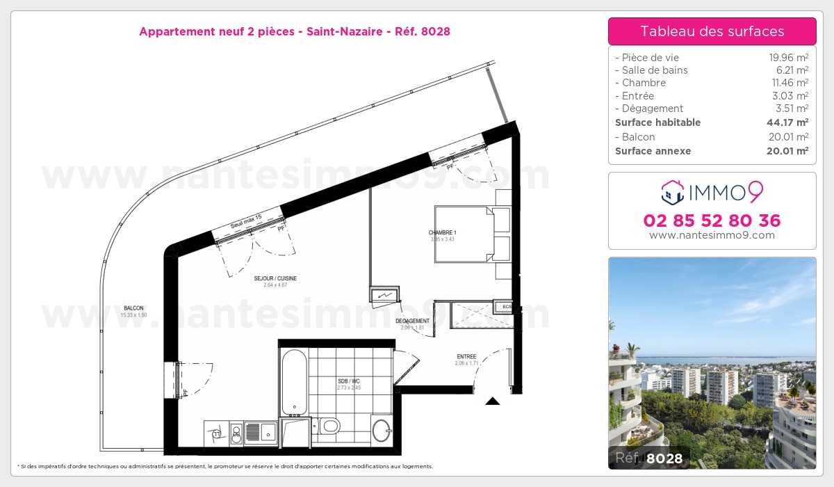 Plan et surfaces, Programme neuf Saint-Nazaire Référence n° 8028