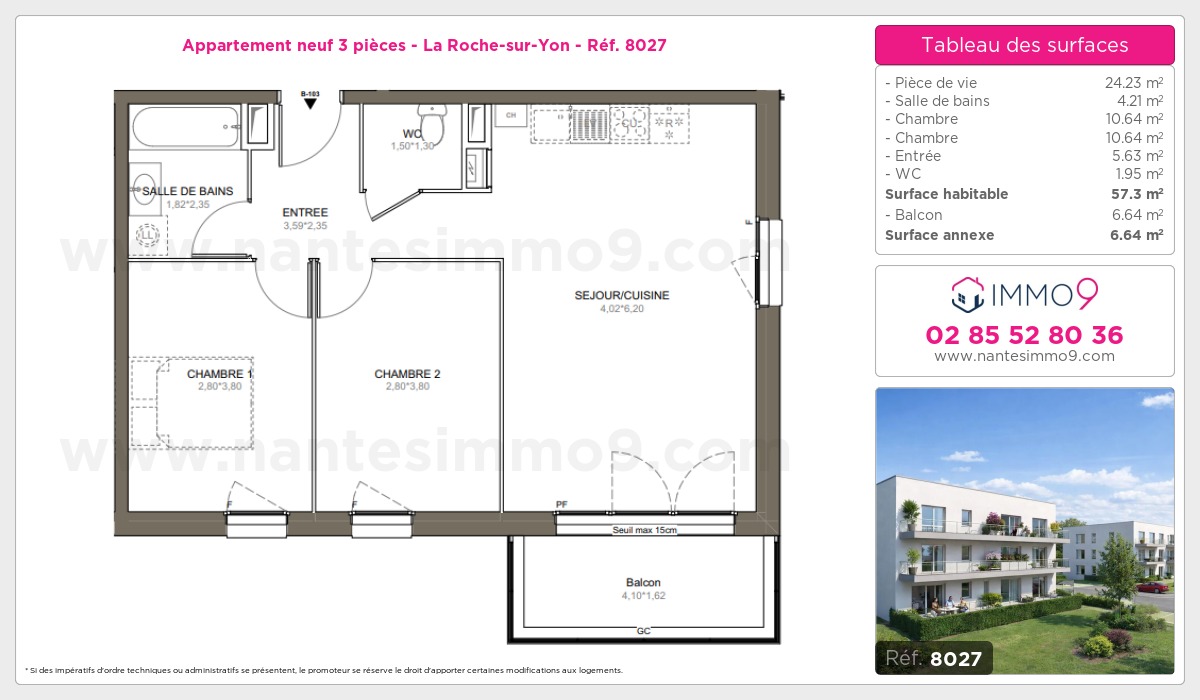Plan et surfaces, Programme neuf Roche-sur-Yon Référence n° 8027
